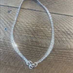 Unique vintage sterling silver choker necklace with red gemstones
